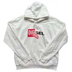 [XXL]ディーゼル DIESEL ロゴ入り ホワイト パーカー 希少サイズ