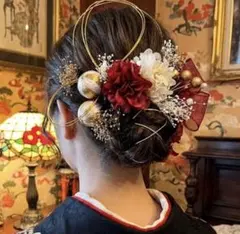 和玉　18点　ワインレッド　ヘアアクセサリー　成人式　振袖　卒業式　袴髪飾り