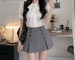 GRLリボン付きホワイトシャツ Fサイズ