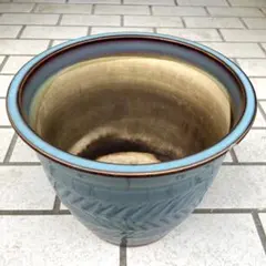 光沢仕上げ陶器製 植木鉢 観葉植物 園芸 ガーデニング ブルー系