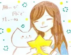 【457】【女の子と猫の絵】オリジナルアナログ手描きイラスト原画　自作創作アート
