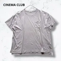 シネマクラブ Tシャツ ポケット刺繍 ロゴ 半袖 グレージュ 普段着 楽ちん L