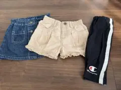 女の子用デニムスカート・ショートパンツ・Championレギンス3点セット