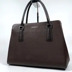 【美品】バーバリー　トートバッグ　サフィターノレザー　ダークブラウン　ロゴ金具