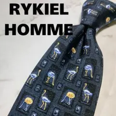 RYKIELHOMME リキエルオム シルク ネクタイ ネイビー 美品 鳥柄