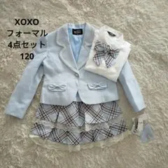 XOXO　フォーマル　4点セット　水色　チェック　フリル　レース　120　完成品