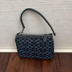 コーチ　ネイビー ロゴパターン ショルダーバッグ