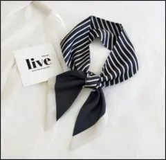 エレガント シルク バンダナ スカーフ レディース 白 黒
