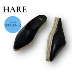 HARE ハレ Vカットシューズ Lサイズ 黒 厚底 スリッポン