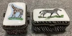 ゼブラ&キリン陶器小物入れアクセサリー収納ピアス ディスプレイ アンテ