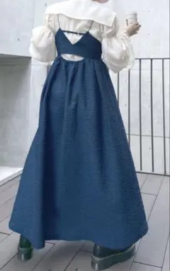 Alley by wcloset ふくれジャガードキャミドレス　ダークブルーのサムネイル