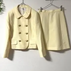 ミスオンワード バブリースーツ 金 ダブルボタン ジャケット スカート M 黄