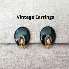 ヴィンテージ エメラルド グリーン ゴールド イヤリング レトロ アクセサリー