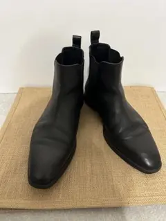 ブラックレザー サイドゴアブーツ