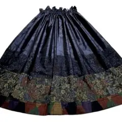 577 ⿻　本場大島紬・紬リメイクロングスカート　着物リメイクロングスカート