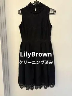 LilyBrown レースフィット＆フレアワンピース ブラック