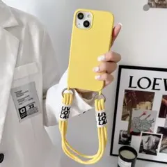 夏のお出かけにぴったり✨肩掛けiPhoneケース ショルダー  イエロー
