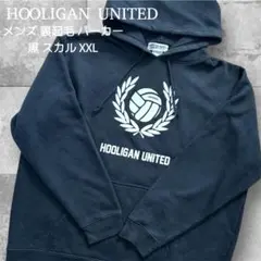 HOOLIGAN UNITEDメンズ 裏起毛 パーカー 黒 スカル XXL