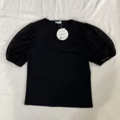 新品　しまむら　レースパフスリーブ黒TシャツＭ