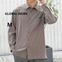 週末価格GLOBAL WORK アーバンシャツ長袖シャツ　グレージュM 厚手生地