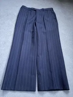 70s-80s 希少 ヴィンテージ スラックス 橋本毛織 濃紺 ストライプ裾出可