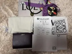 LOEWE ノット コンパクトウォレット バーガンディ 付属品完備 ほぼ未使用