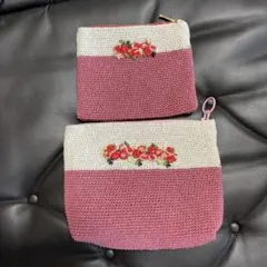 ハンドメイド かぎ針編み ポーチセット