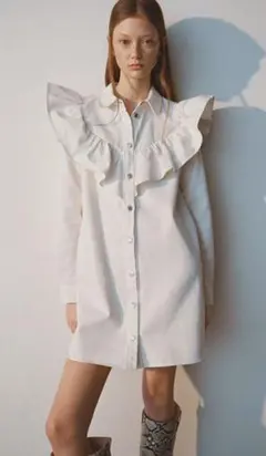 新品☆ZARA ザラ デニムワンピース S. ホワイト