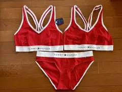 超メルカリ市！TOMMY HILFIGER レッド ブラ・ショーツセット L/G