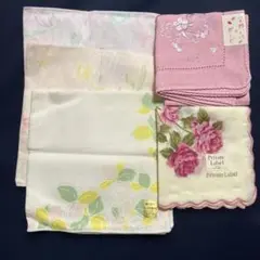 新品ラベル付き　花柄ハンカチ 5枚セット