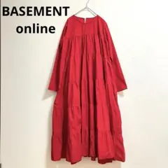 BASEMENT online 切り替え ティアードワンピース　レッド　赤