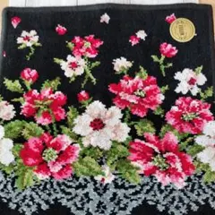 FEILER花柄タオルハンカチ 黒地