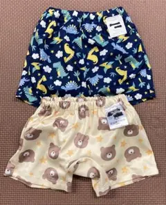 恐竜柄とクマ柄のベビー水着セット 80