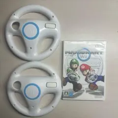 Wii マリオカート ハンドル2個とソフトセット(ソフトの説明書なし)