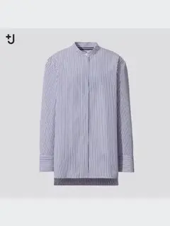 UNIQLO　スーピマコットンスタンドカラー　ストライプシャツ　サイズM　732のサムネイル