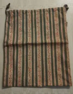 花柄☆巾着バッグ＊ビニールコーティング＊グリーン