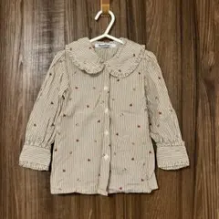 familiar(ファミリア)刺繍フリルブラウス　ブラウン　100サイズ