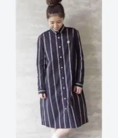FRED PERRY フレッドペリー ストライプシャツドレス　ワンピース　紺