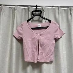 GAP ピンク ショート丈 半袖リブニット XXS