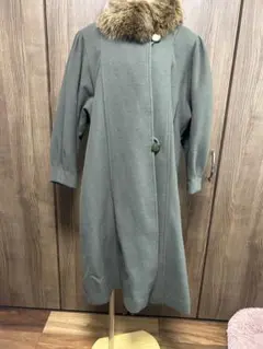 ファー付きウール混合ロングコート