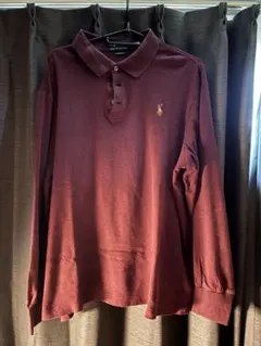 【大人気カラー】ポロラルフローレン 長袖ポロシャツ バーガンディ L 秋 冬 古
