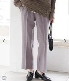 ロペピクニック　パンツ　くすみピンク　【美脚見え】裏起毛セミフレアパンツ