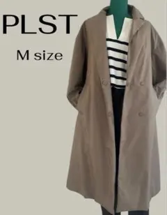 PLST ベージュ 中綿ダブルロングコート　ベルト付き Mサイズ
