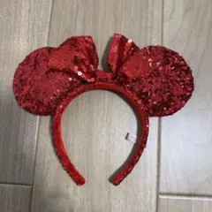 ミニーマウス風赤スパンコールカチューシャ
