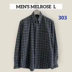 MEN'S MELROSEメンズメルローズ　チェック柄 ボタンダウンシャツ Lのサムネイル