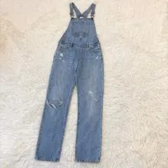 ギャップキッズ　オーバーオール　(XXL)　青系　ダメージ加工　サロペット