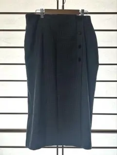 s*)様 UNIQLO サイドボタンチェックラップスカート(丈標準)　ブルー　X