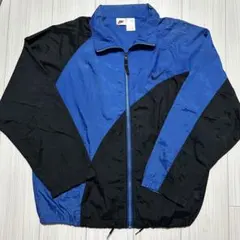 90s ナイキ ナイロンジャケット M 青 水色 ツートン ドローコード Y2K