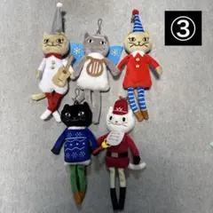 カルディ　くたくた猫ちゃん　マスコットぬいぐるみ　クリスマス　5体　③のサムネイル