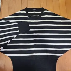 RAF RAF 五分袖 黒と白のストライプニット　Mサイズ